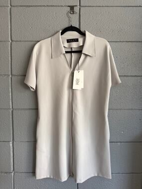 SHAN Cream Zip-Front Short Sleeve Swim Cover-Up